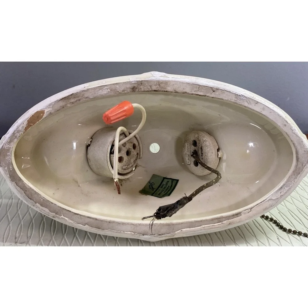 Antique 2 Lightbulb Flush Mount Ceiling Porcelain Light 11x7